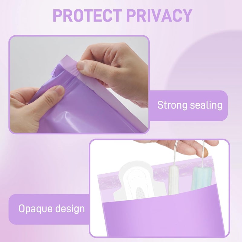 FARVIGOR Sanitary Napkin Disposal Bags , 100Pcs Women Feminine Hygiene Disposal Bags for Tampons and Pads, Personal Disposal Bag Self-Sealing, Privacy Protection, 9.8x5.9"(Purple) - Image 3